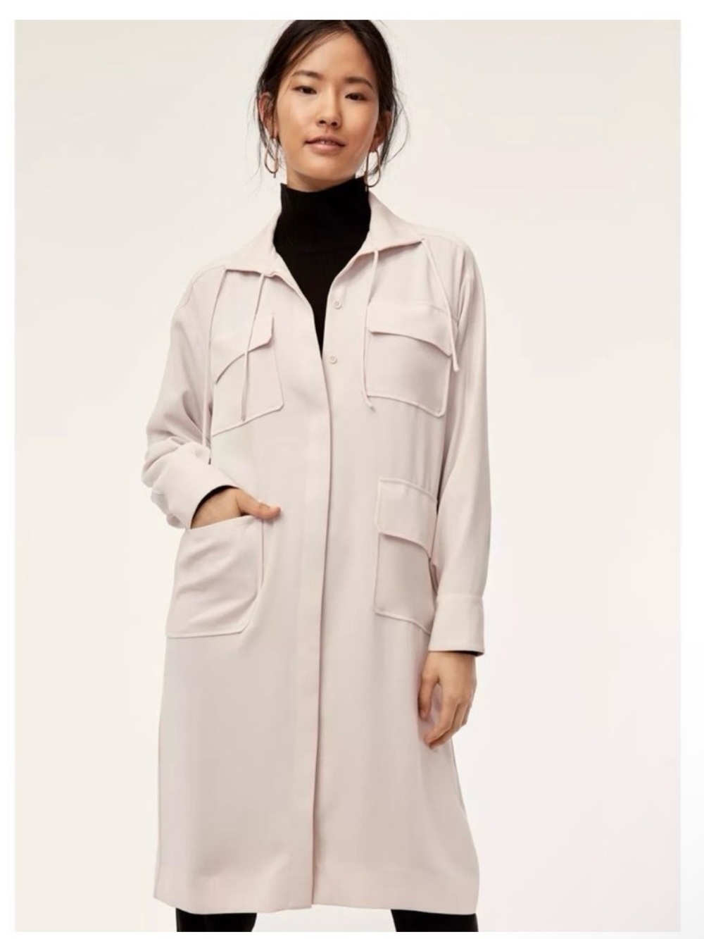 Aritzia Babaton Howitt Utility Shirt Dress Size Small Cream